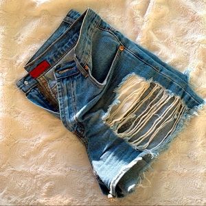 Jean cut off distressed shorts